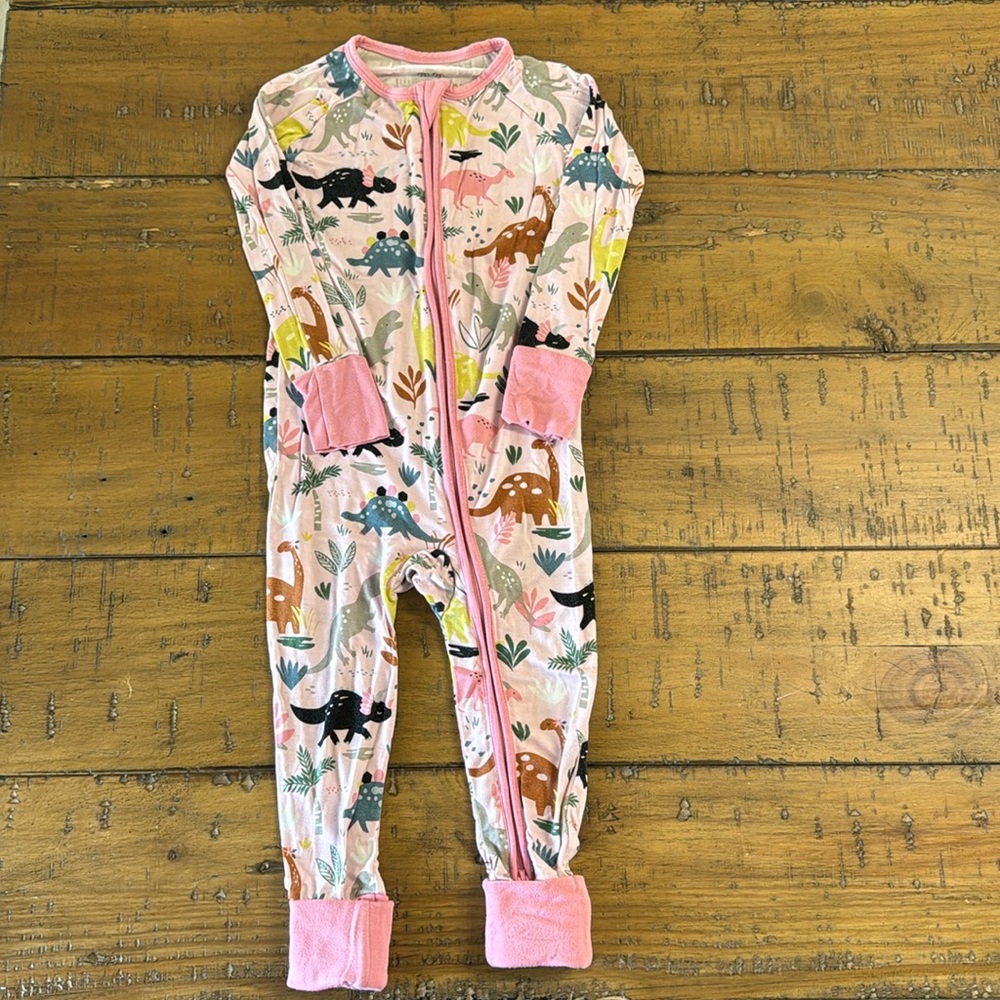 Little Sleepies: Pink Jurassic Jungle. Size 18-24 Month Zippy